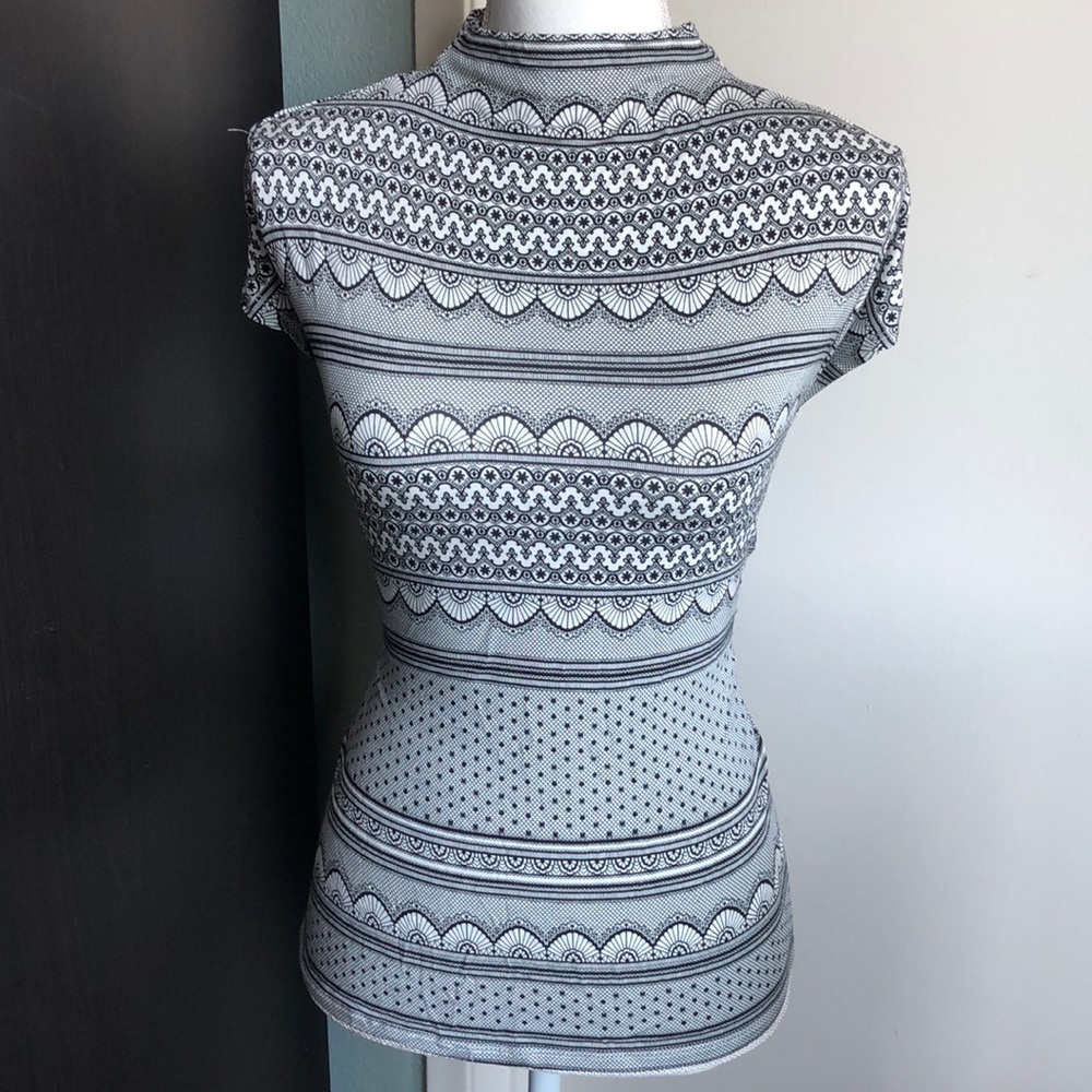 Tahari Cap Sleeve Mock Turtleneck